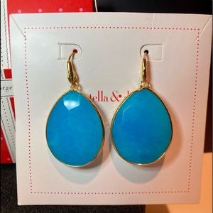 Stella & Dot Blue+Gold Serenity Stone Earrings